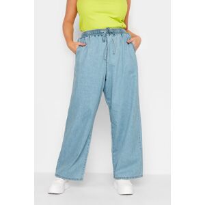 Yours Curve Light Blue Pull On Wide Leg Jeans, Women's Curve & Plus Size, Yours Blue Regular 18 Female