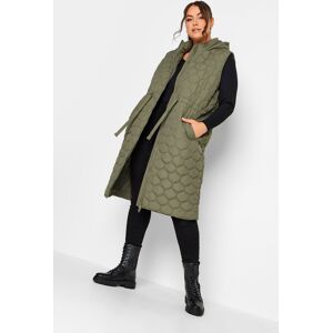 Yours Curve Khaki Green Quilted Longline Gilet, Women's Curve & Plus Size, Yours Green 20 Female