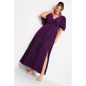 Yours London Curve Purple Glitter Angel Sleeve Maxi Dress, Women's Curve & Plus Size, Yours London Purple 18 Female