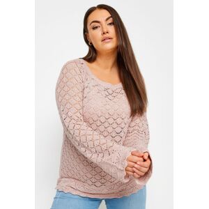 Yours Curve Pink Crochet Detail Jumper, Women's Curve & Plus Size, Yours Pink 26-28 Female