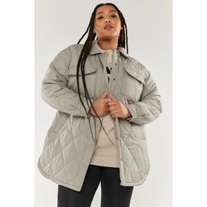 Yours Curve Grey Quilted Jacket, Women's Curve & Plus Size, Yours Grey 34-36 Female