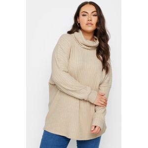 Yours Curve Natural Brown Soft Touch Turtle Neck Jumper, Women's Curve & Plus Size, Yours Brown 20 Female