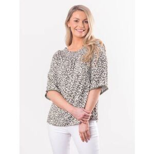 Lakeland Leather Justine Abstract Print Blouse in Khaki and White - Green