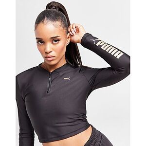 Puma Fit Long Sleeve 1/4 Zip Crop Top - Black - Womens, Black