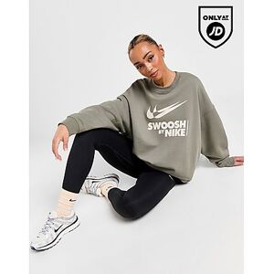 Nike Swoosh Oversized Crew Sweatshirt - Green - Womens, Green