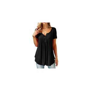 Unbranded (20, Black) Women's Summer Short Sleeve Blouse T Shirt Tunic Tops Casual Loose S