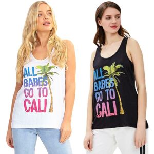 Brave Soul (White - 69Monica, S) Womens Vest Rainbow Print Stretchy Tank Tops