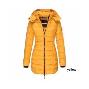 DINAMR (Yellow, 3XL) Womens Warm Winter Collar Hooded Long Coat Zipper Jacket Parka Out