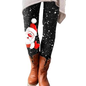 Unbranded (B, M) High Waisted Pattern Leggings for Women - Christmas Santa Claus Snowflake