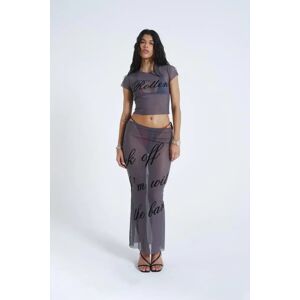 Jaded Swim Grey Mesh Maxi Skirt with "I'm with the band" Flock Placement Print   Jaded London - M / Grey