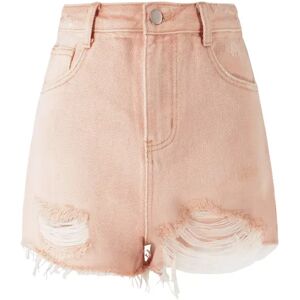 Cubic Raw Edge Distressed Mini Shorts Pink S female