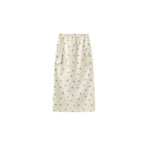 Cubic A-line Floral Skirt Beige M female