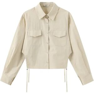 Cubic Pure Cotton Shirt with Cutout Side Seams Beige M female