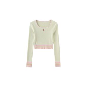Cubic Boat Neck Long Sleeve Knit Top Light Green S female