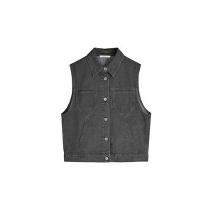 Cubic Button Down Denim Vest Dim Gray UN female