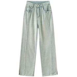 Cubic Fray Panelled Wide Leg Jeans Light Blue XL female