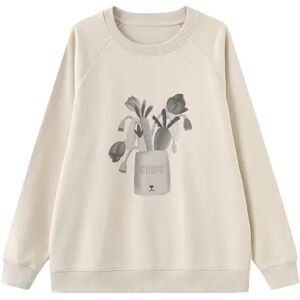 Cubic Round Neck Printed Sweatshirt Beige M female