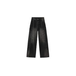 Cubic Vintage Style Straight leg Denim Jeans Black Large female