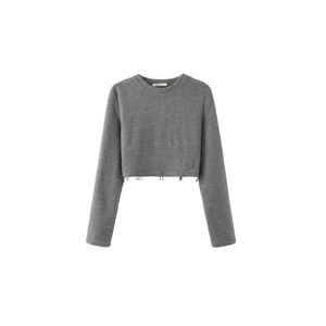 Cubic Long Sleeve Crop Top Gray S female
