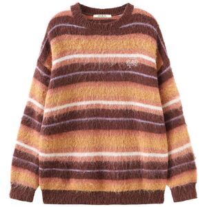 Cubic Fluffy Striped Oversized Knit Sweater Orange M female