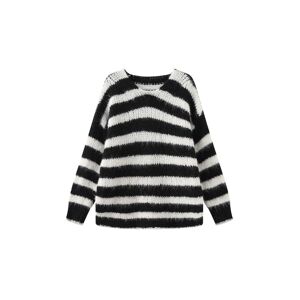 Cubic Striped Round Neck Knit Sweater Black UN female