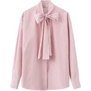 Cubic Striped Boyfriend Neck Tie Shirt Pink UN female