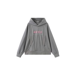 Cubic Floral Printed Hoodie Gray M female