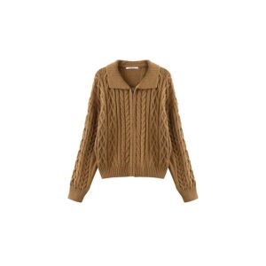 Cubic Lozenge and Cable Knit Zip Up Cardigan Sienna UN female