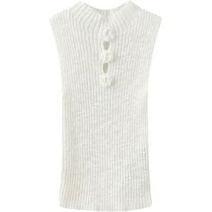 Cubic Flower 3D Sleeveless Knit Top White UN female