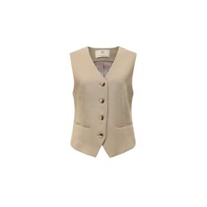 Cubic Tortoiseshell Buttoned Suit Vest Khaki L female