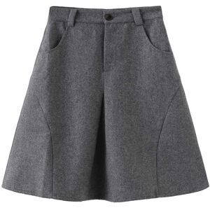 Cubic Wool Blend A-Line Skirt Gray M female