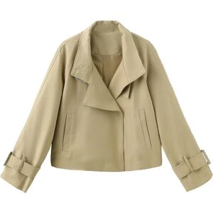 Cubic Overlay Cropped Trench Coat Khaki UN female