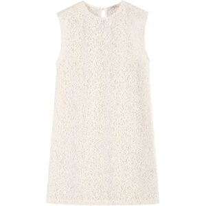 Cubic Round Neck Sleeveless A-line Dress White L female