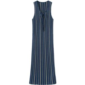 Cubic High Slit Striped Knit Sleeveless Dress Blue UN female