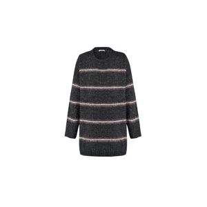 Cubic Striped Long Oversized Sweater Dark gray UN female