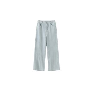 Cubic Pinstriped Wide Leg Cropped Jeans Light Blue M female