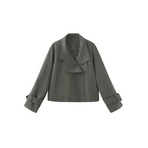 Cubic Overlay Cropped Trench Coat Gray UN female