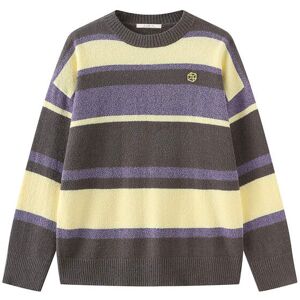 Cubic Striped Knit Sweater Purple S female