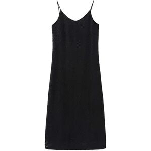 Cubic Lace Hollow Out A-Line Sling Dress Black UN female