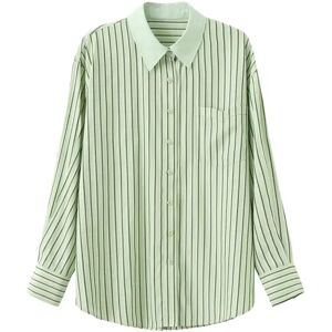 Cubic Long Pinstripe Shirt Light Green S female