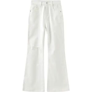 Cubic Distressed Wide Leg Flared Jeans White L female