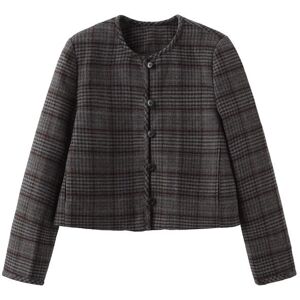 Cubic Checked Vintage Style Jacket Gray M female