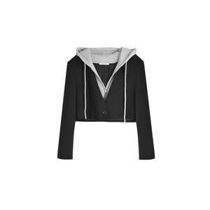 Cubic Single Breasted Cropped Blazer with Attached Hoodie Black M female