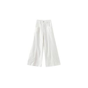 Cubic Front Stitch Wide Leg Jeans White S female