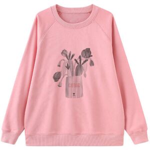 Cubic Round Neck Printed Sweatshirt Pink M female