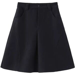 Cubic Wool Blend A-Line Skirt Navy S female