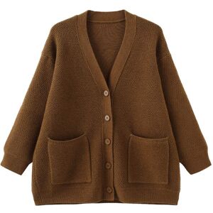 Cubic Oversized Low V-Neck Knit Cardigan Brown UN female