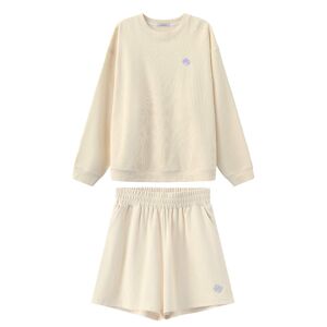 Cubic Oversized Long Sleeve T-Shirt and Matching Shorts Beige UN female