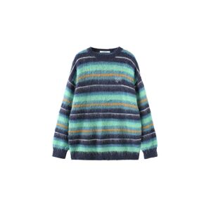 Cubic Fluffy Striped Oversized Knit Sweater Blue S female
