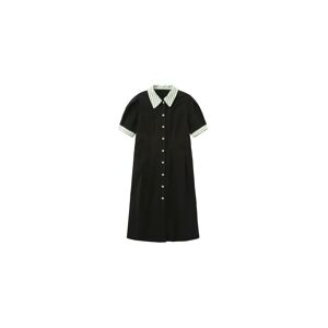 Cubic Pure Cotton Short Puff Sleeve Midi Dress Black S female